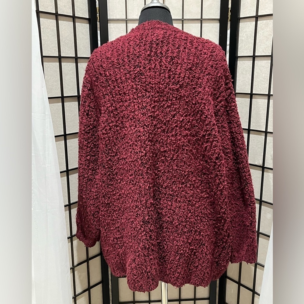 Kensie Maroon Knit OVERSIZED CHUNK CARDIGAN, SWEATER WOMEN SIZE XL: - Picture 7 of 11